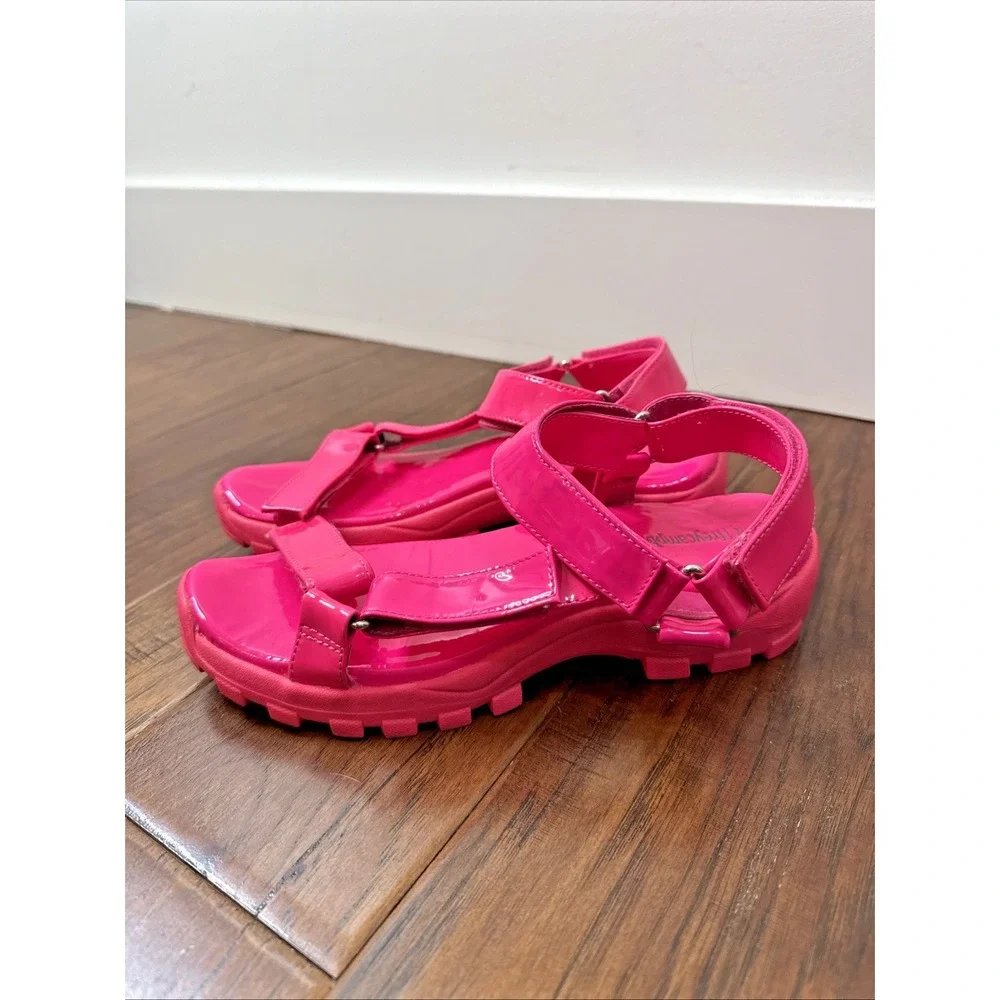 Jeffrey‎ Campbell Chunky Patent Leather Strappy Sandals Patio Sport Women 8 Pink